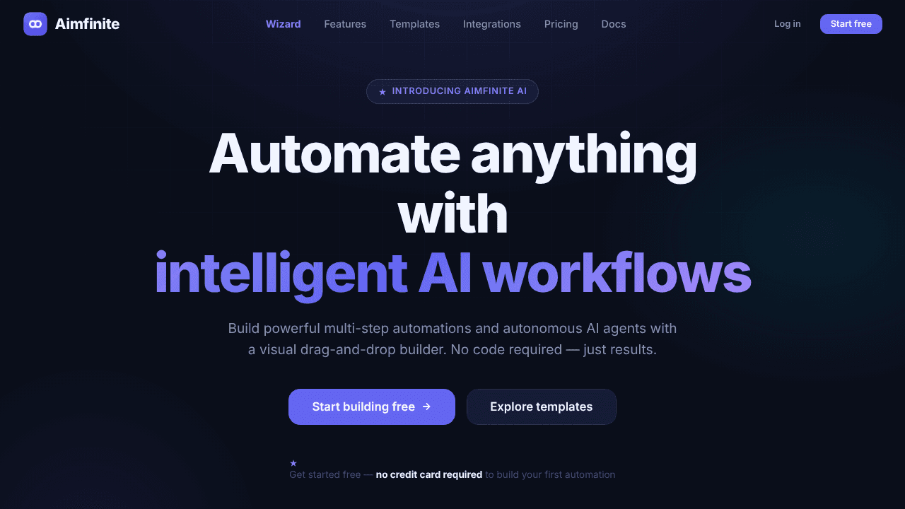 Aimfinite website screenshot