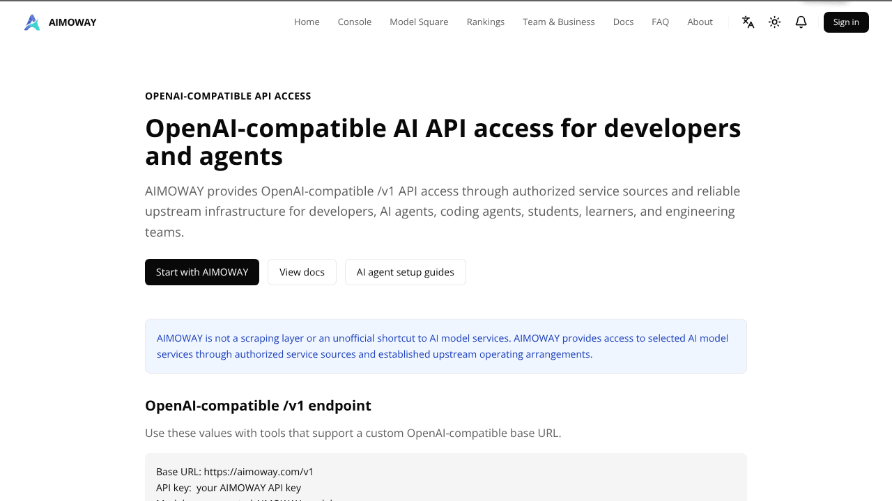 AIMOWAY website screenshot