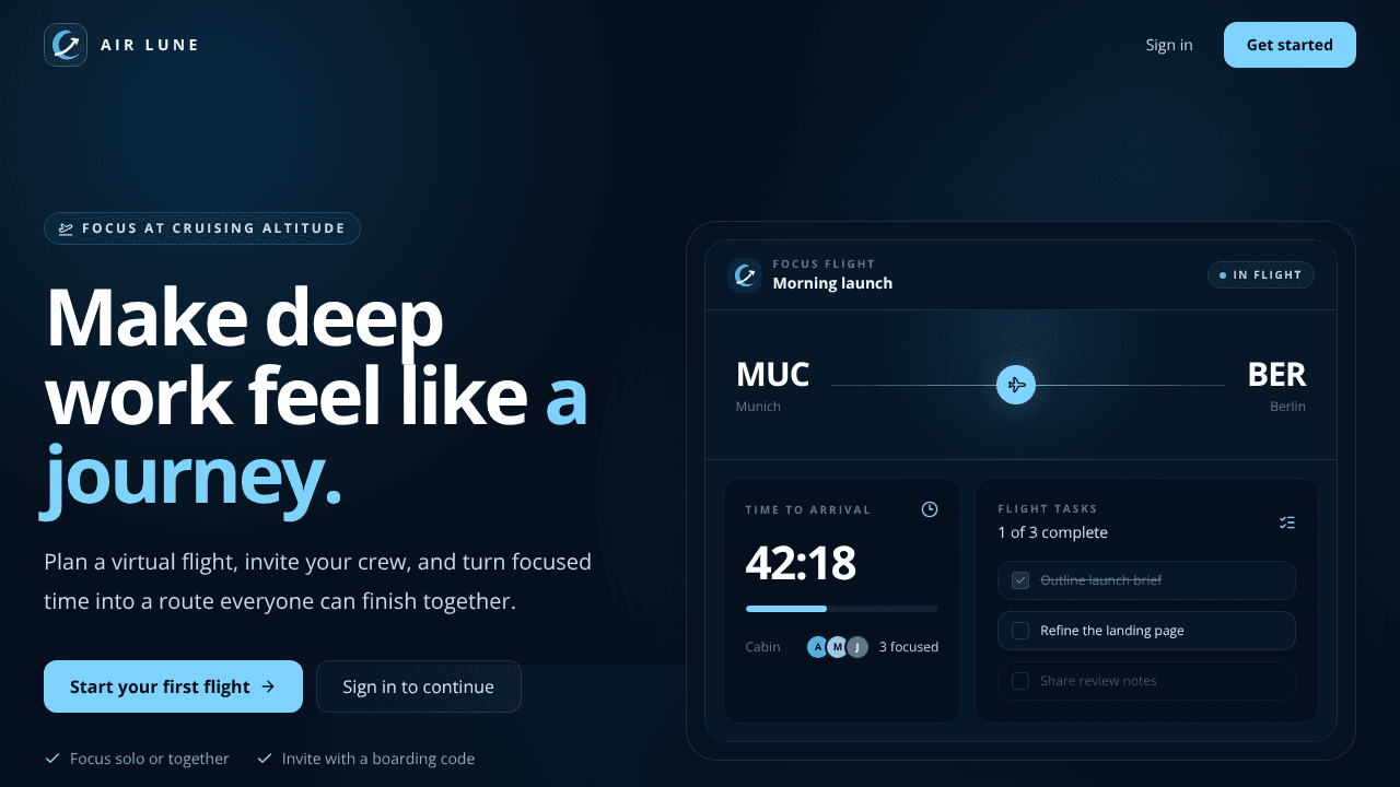 Air Lune website screenshot