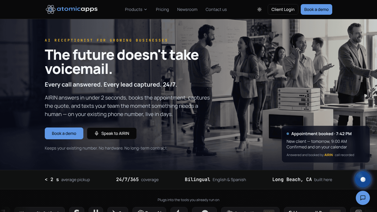 AIRIN by Atomic Apps AI website screenshot
