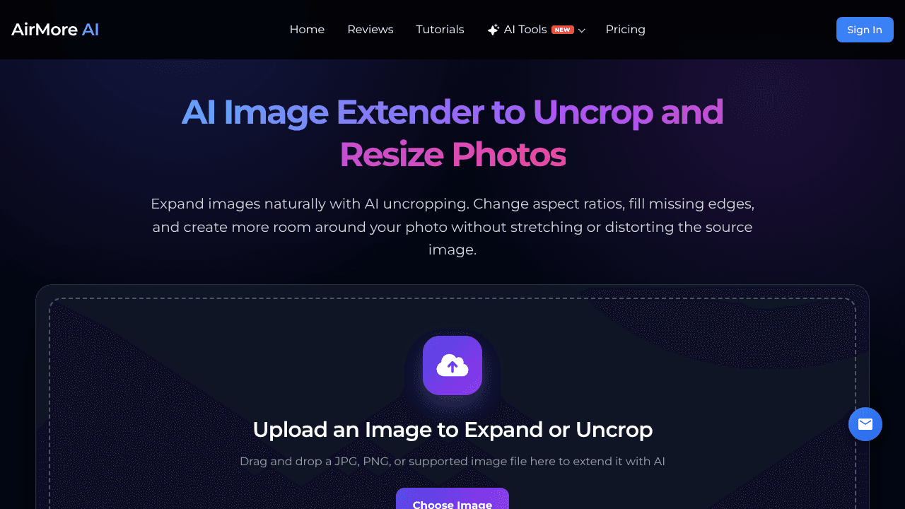 AirMore ai image extender website screenshot