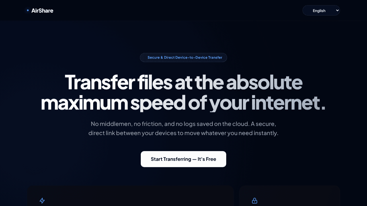 AirShare website screenshot