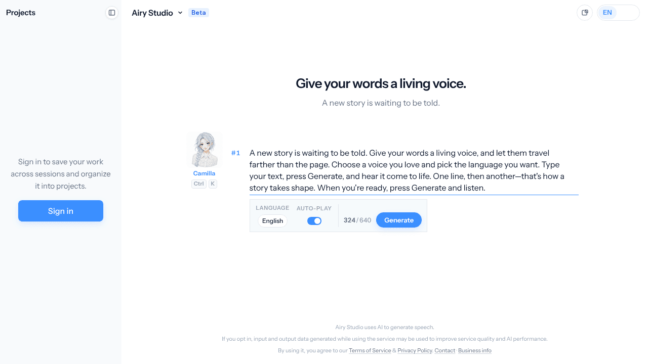 Airy Studio website screenshot