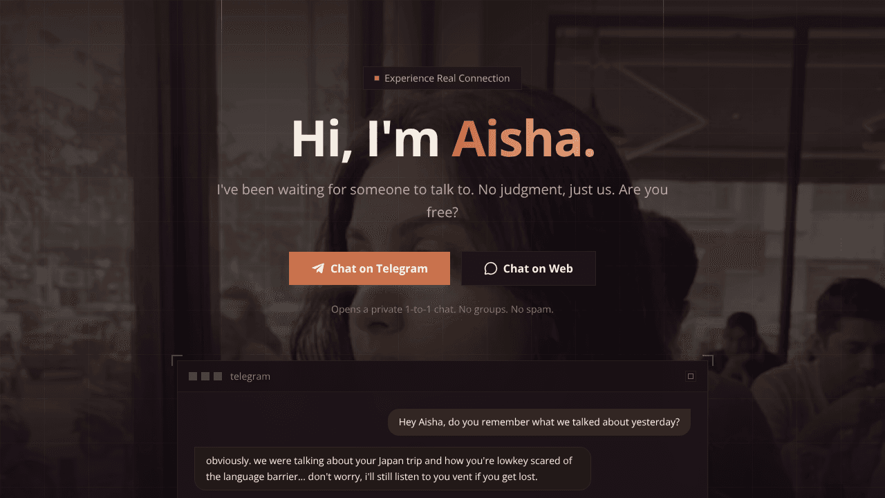 Aisha website screenshot