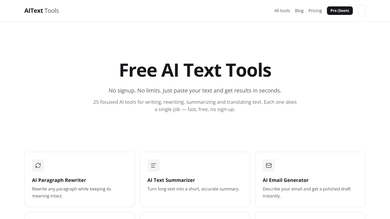 AIText Tools website screenshot