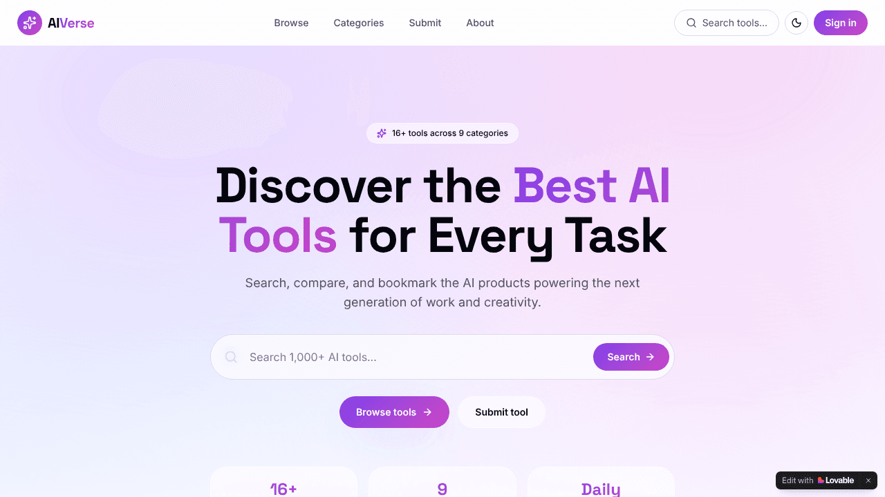AiVerse website screenshot