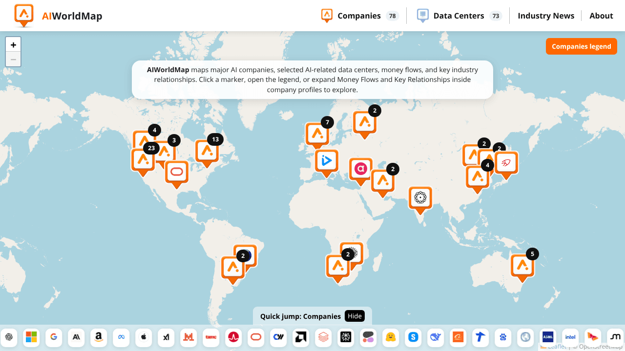AIWorldMap website screenshot