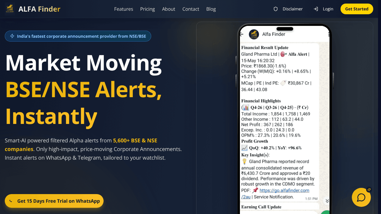 ALFA Finder website screenshot