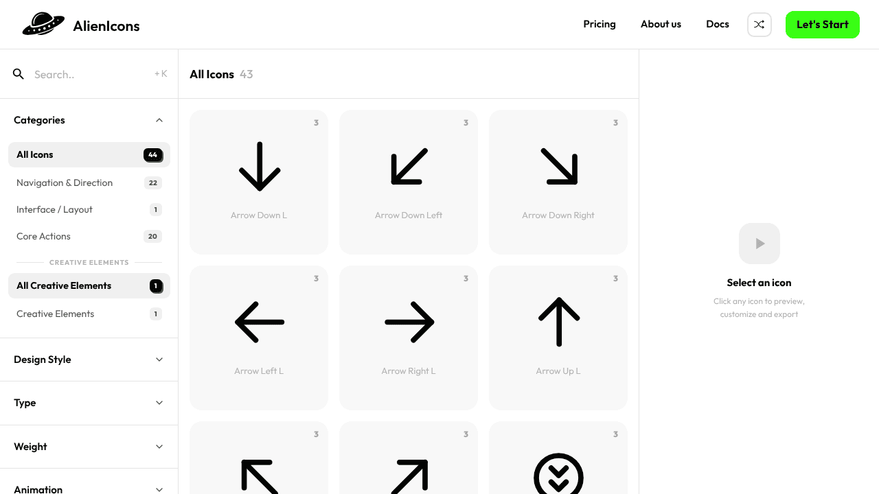 AlienIcons website screenshot