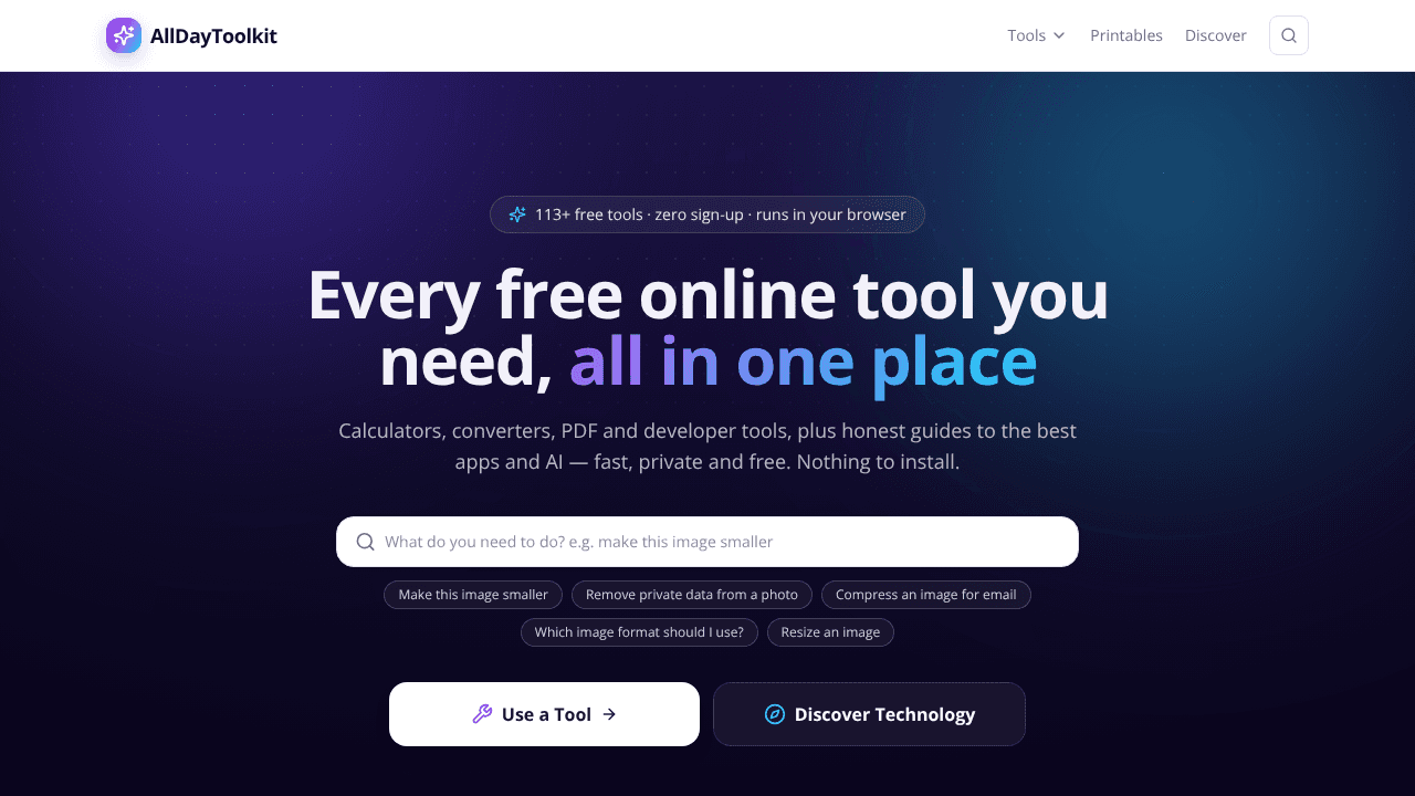 AllDayToolkit website screenshot