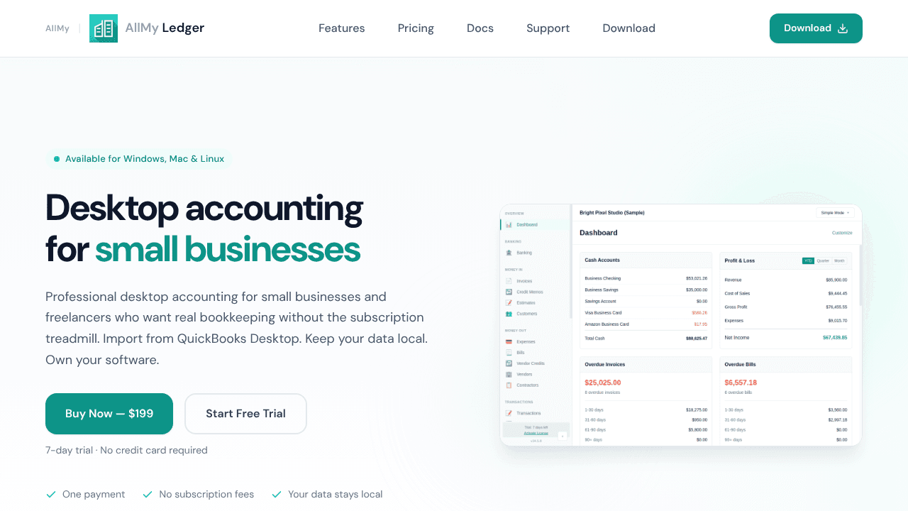AllMy Ledger website screenshot