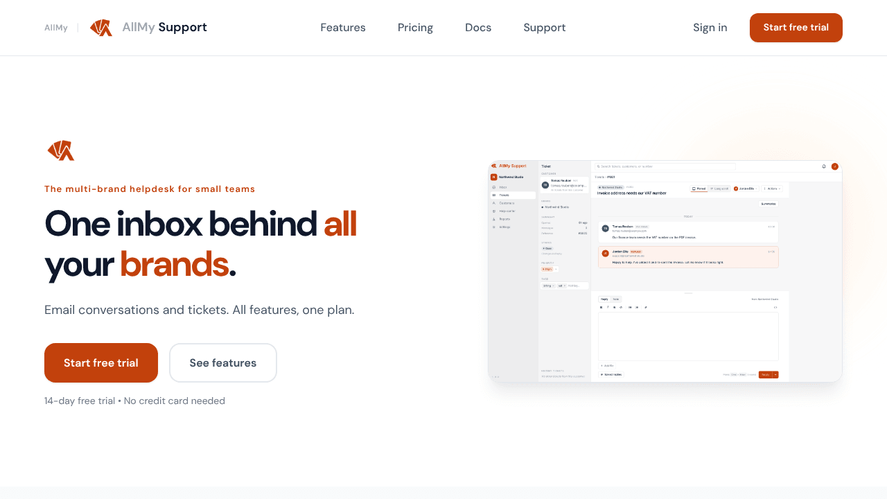 AllMy Support website screenshot