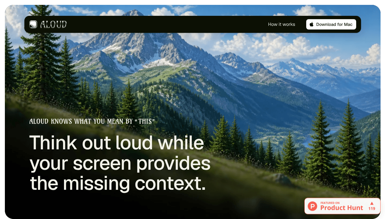 Aloud website screenshot