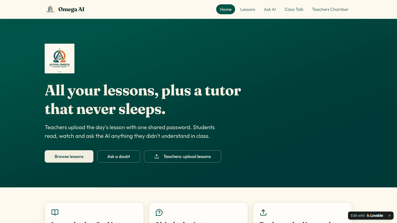 Alpha Mega Coaching website screenshot
