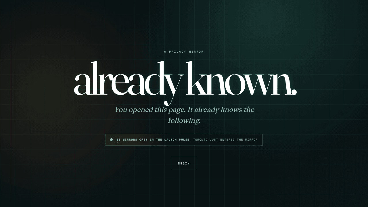 already known. website screenshot