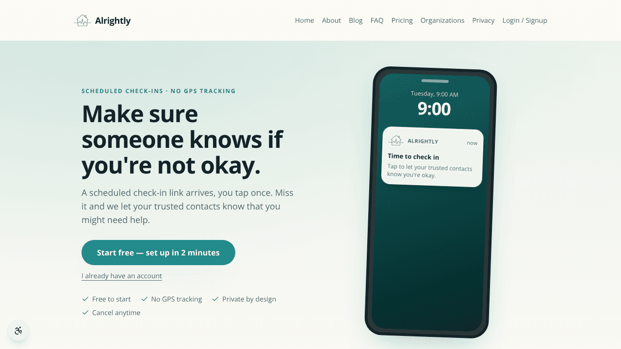 Alrightly website screenshot