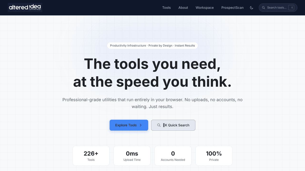 AlteredIdea website screenshot