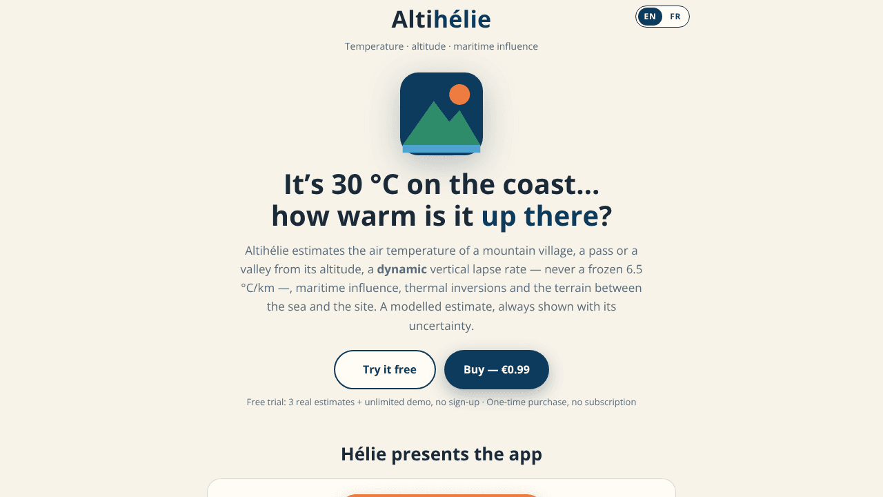 Altihélie website screenshot