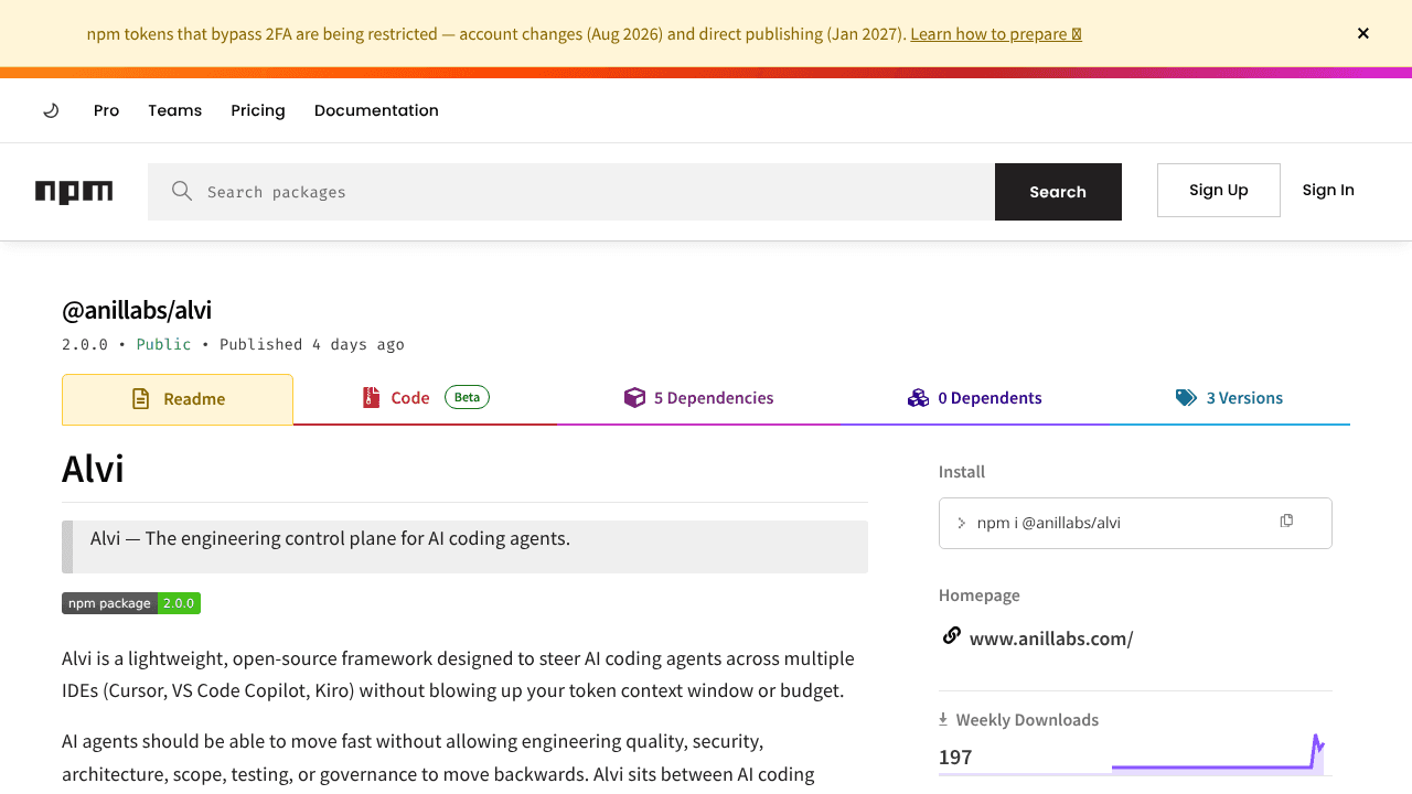 Alvi website screenshot