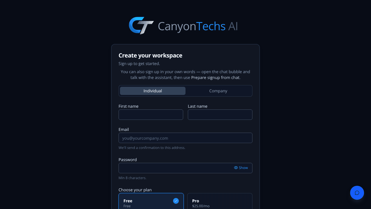 AMP by CanyonTechs AI website screenshot