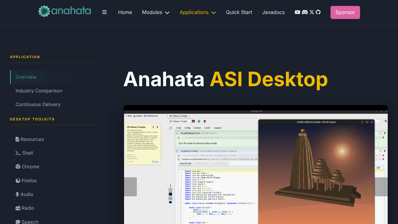 Anahata ASI Desktop website screenshot