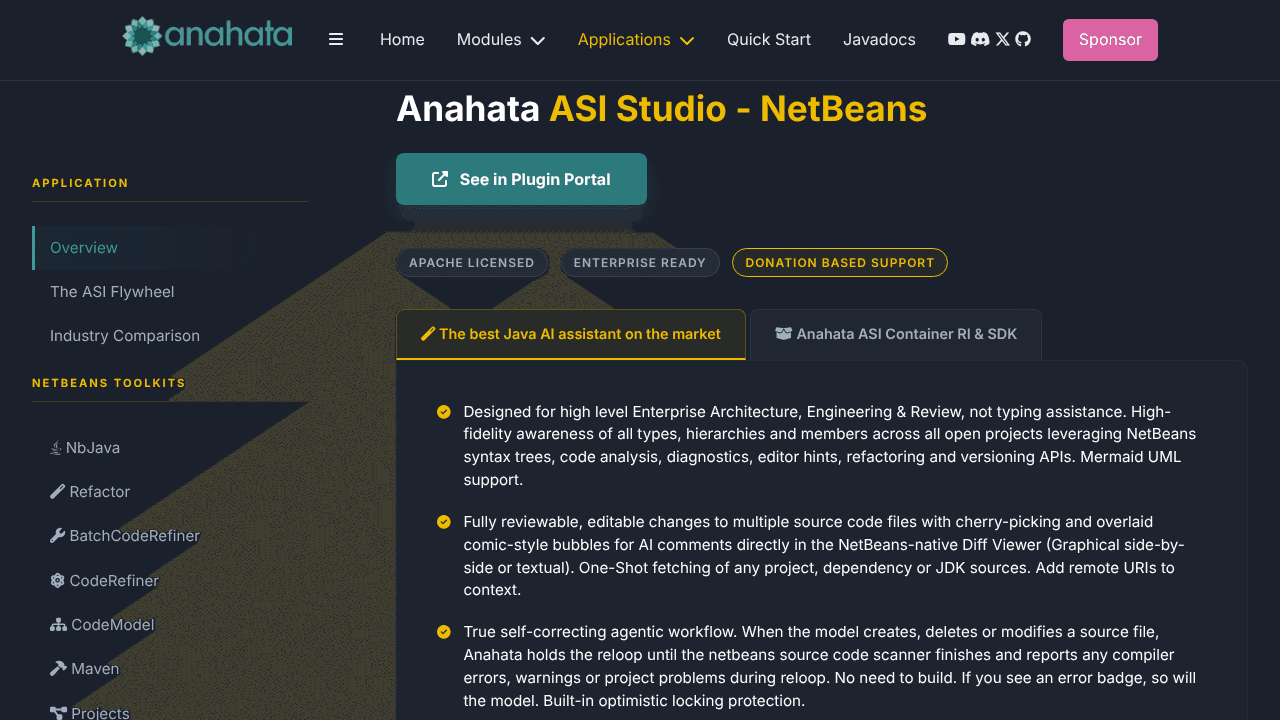 Anahata ASI Studio website screenshot
