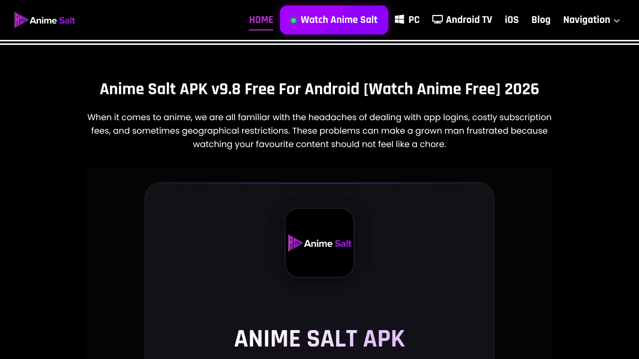 Anime Salt App website screenshot