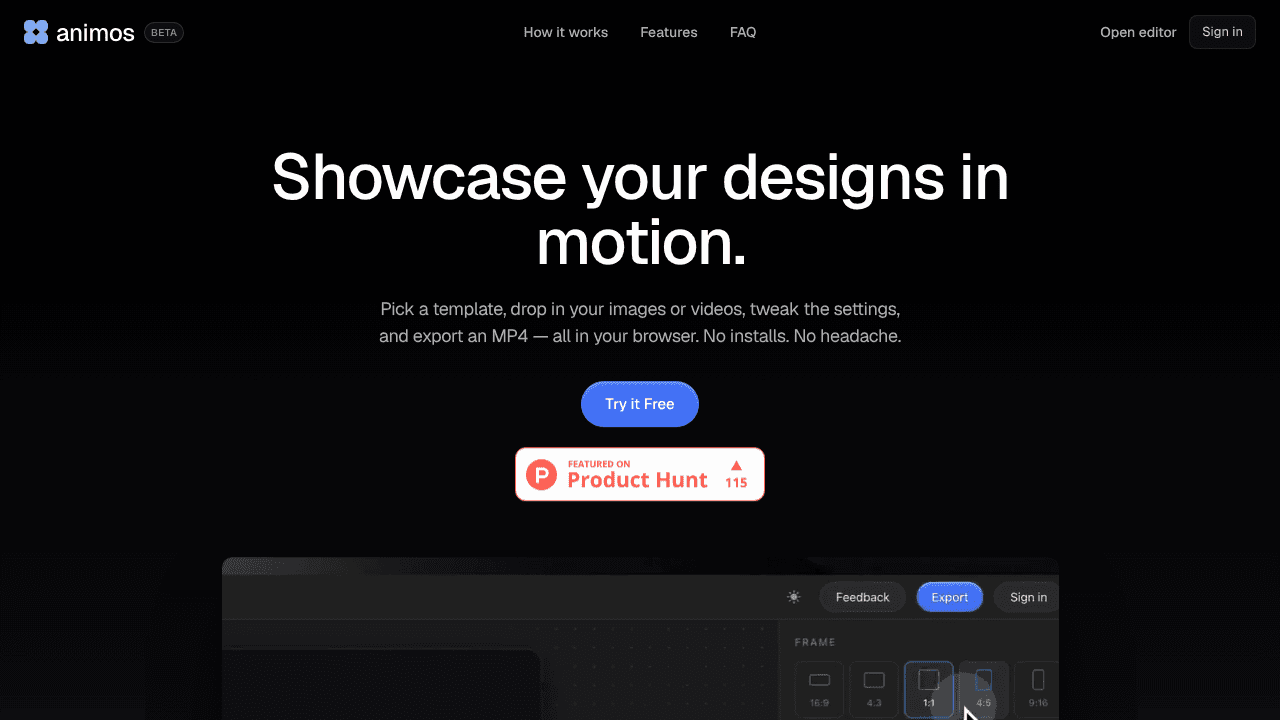 Animos App website screenshot
