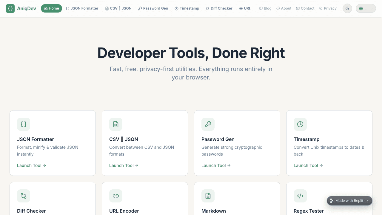 AniqDev website screenshot
