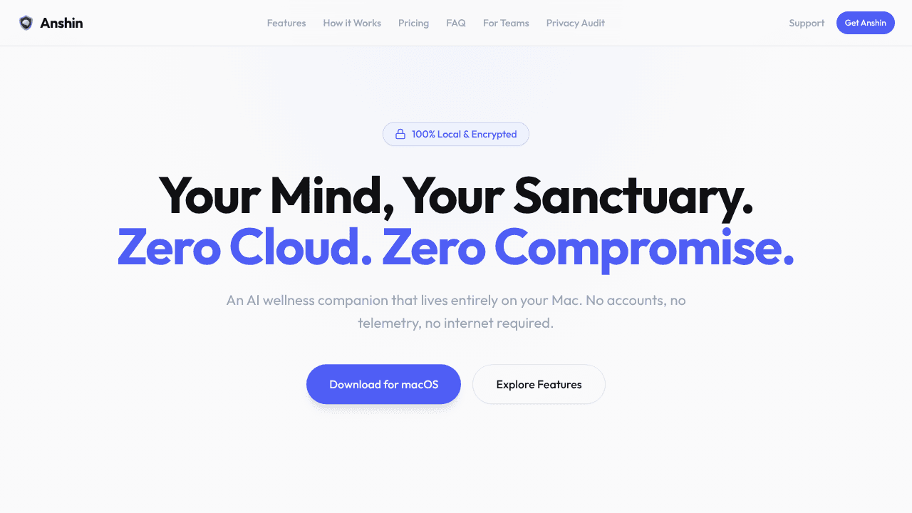Anshin website screenshot