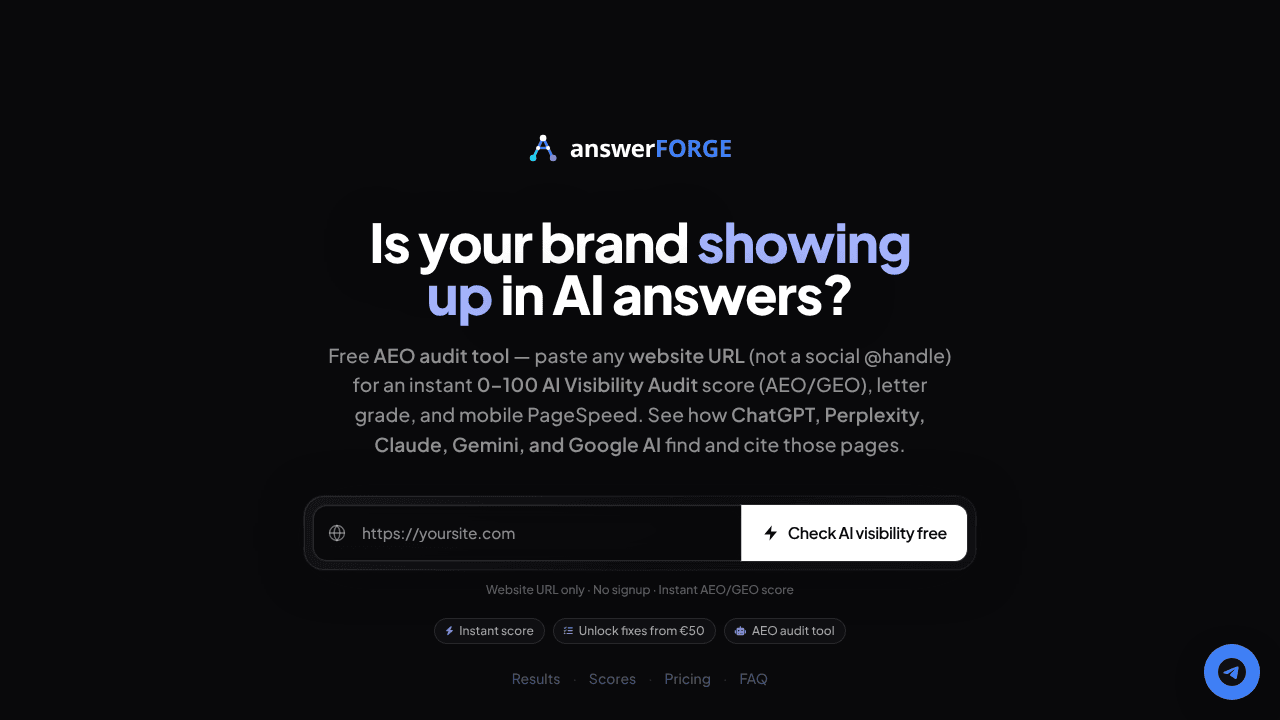 answerFORGE website screenshot