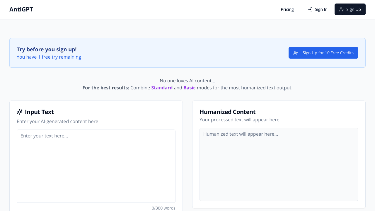 AntiGPT.app AI Text Humanizer