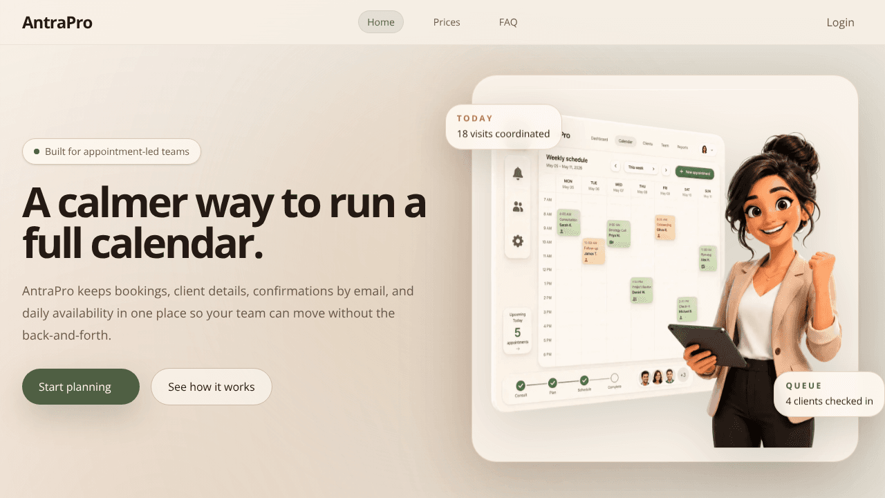 AntraPro website screenshot