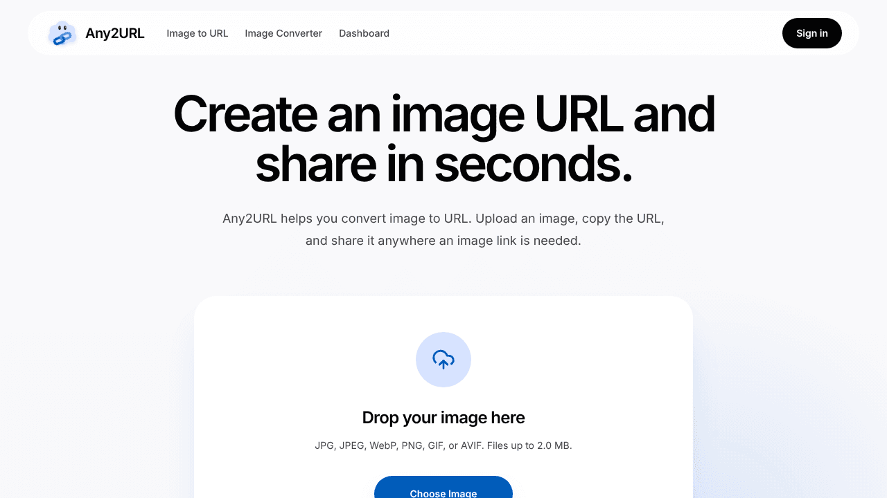 Any2URL website screenshot