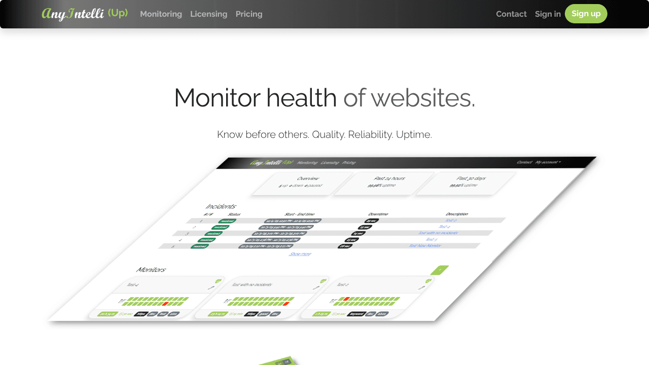 AnyIntelli Up website screenshot