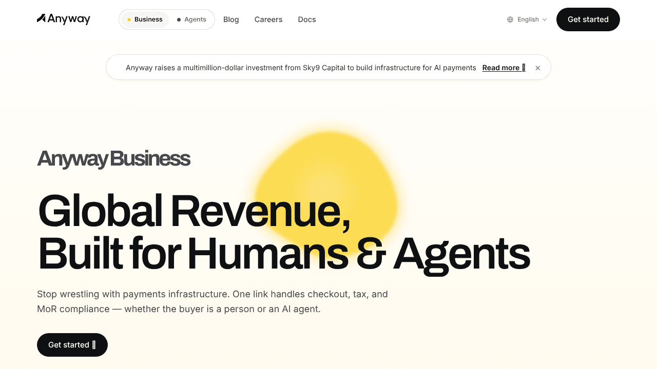 Anyway website screenshot
