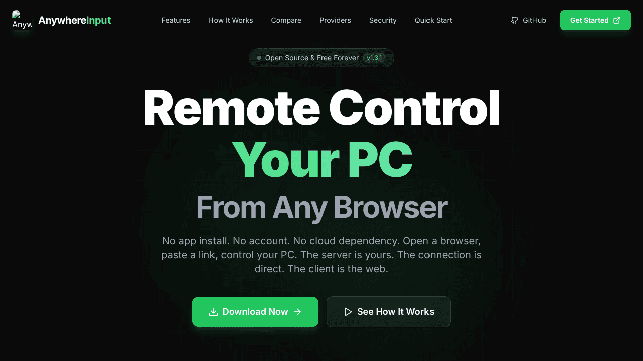 AnywhereInput website screenshot