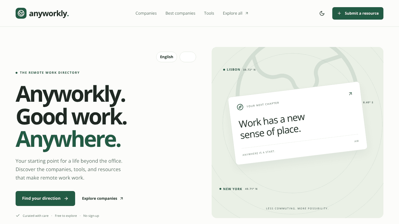 Anyworkly website screenshot