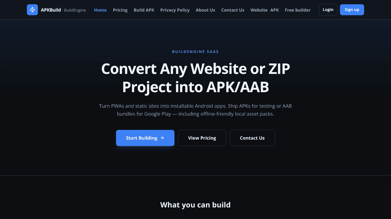APKBuild website screenshot