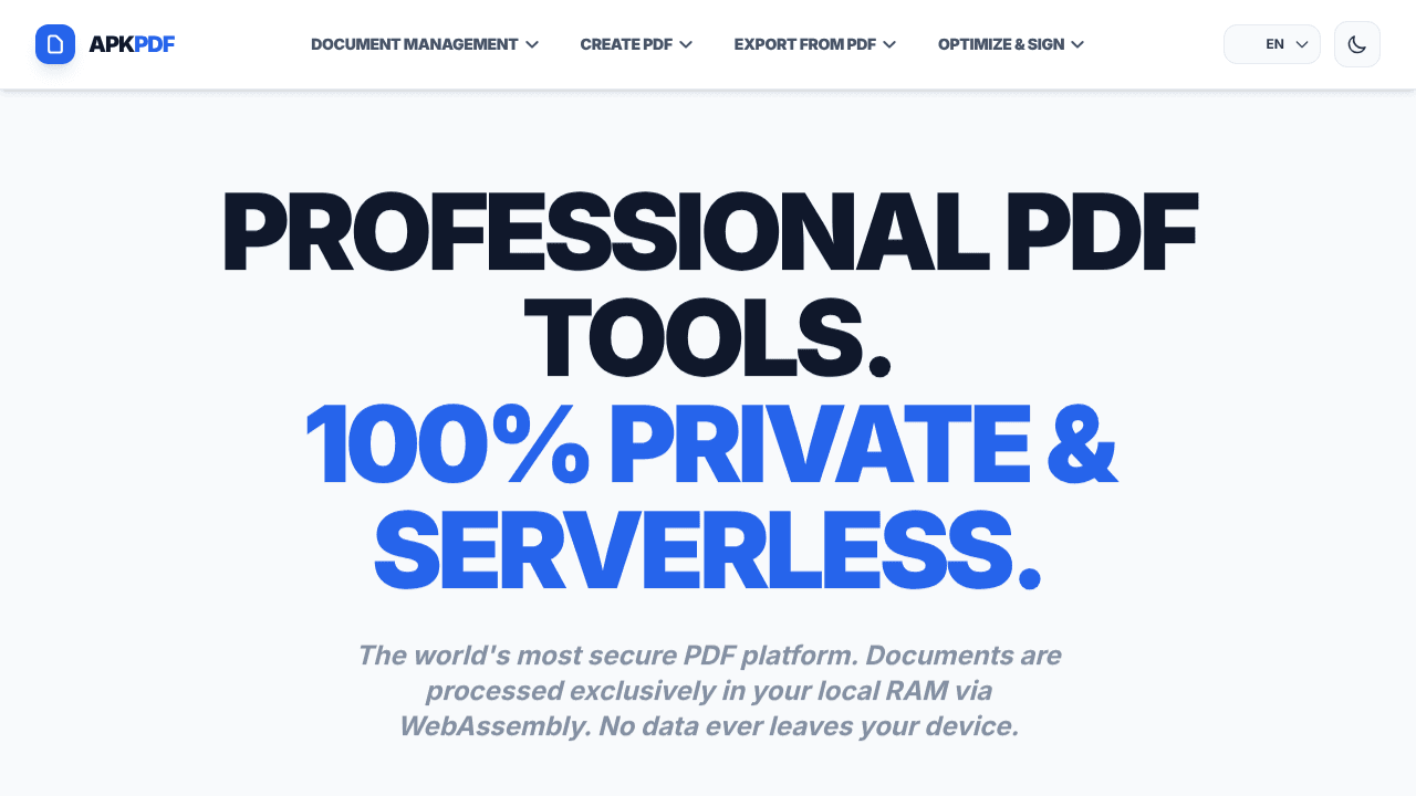APKpdf — Private PDF Tools Online website screenshot