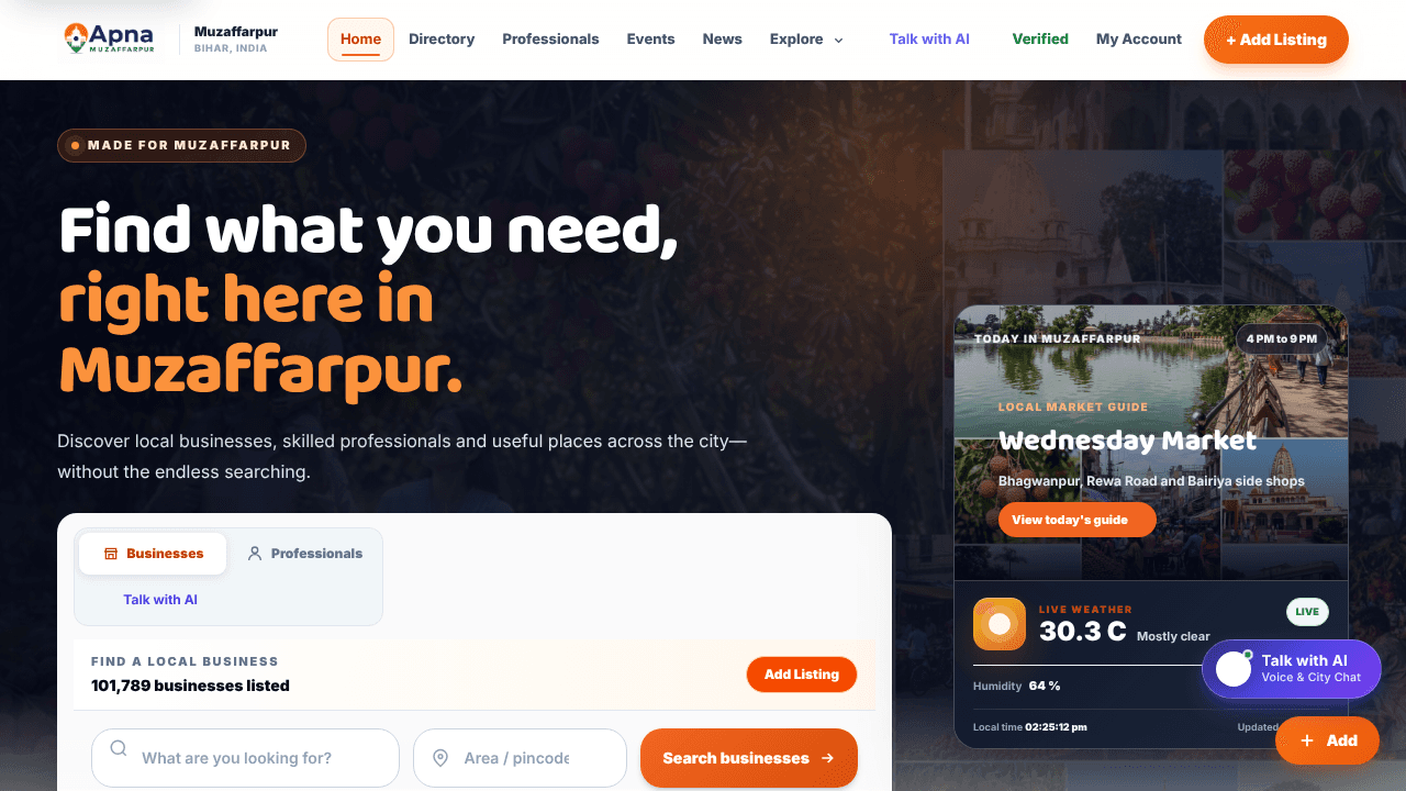 Apna Muzaffarpur website screenshot