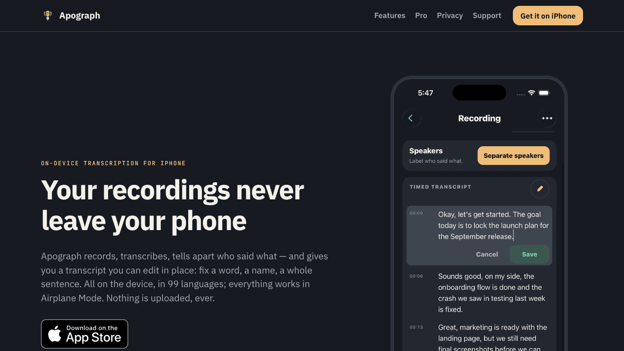 Apograph website screenshot