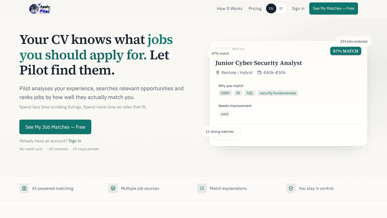 Apply With Pilot website screenshot