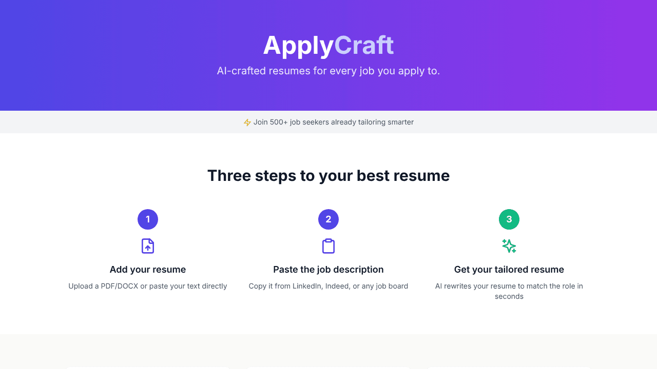 ApplyCraft website screenshot