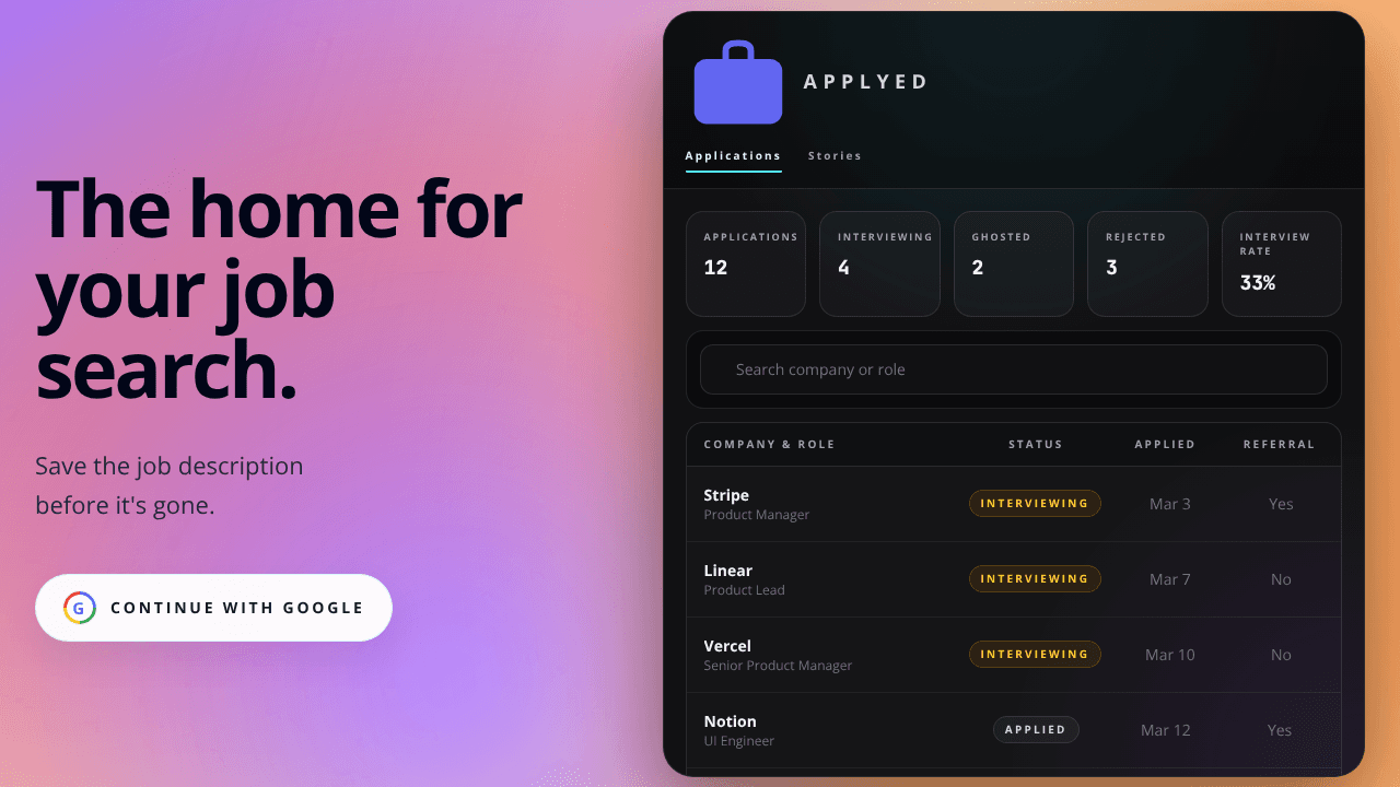 Applyed website screenshot