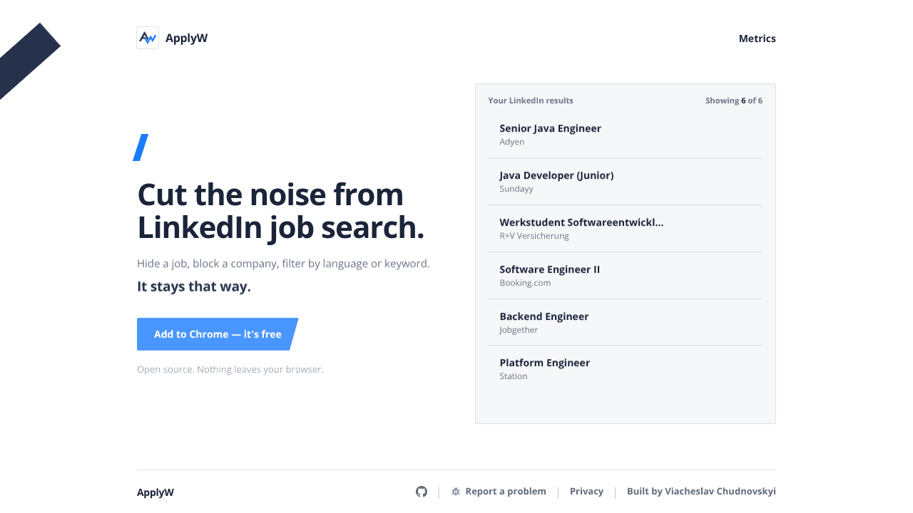 ApplyW website screenshot