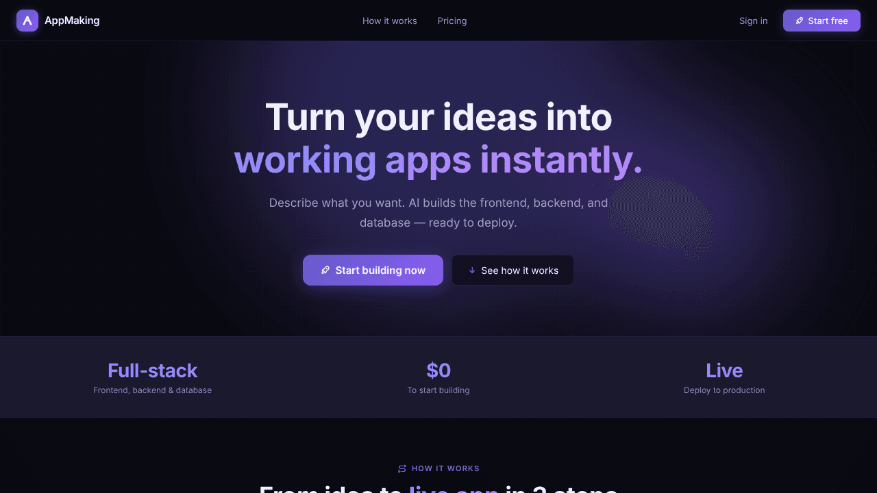 AppMaking website screenshot