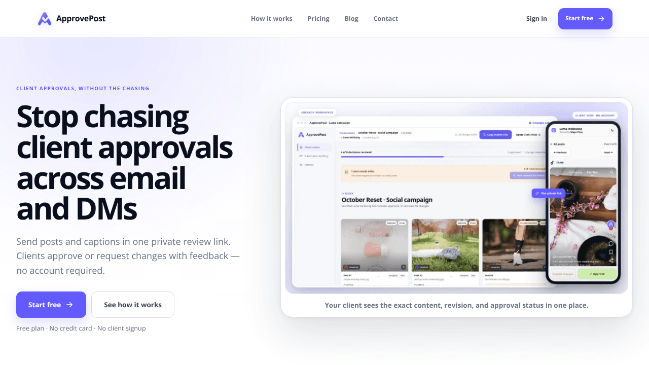 ApprovePost website screenshot