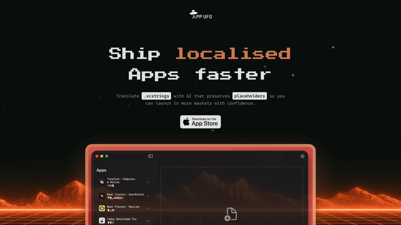 AppUFO  website screenshot