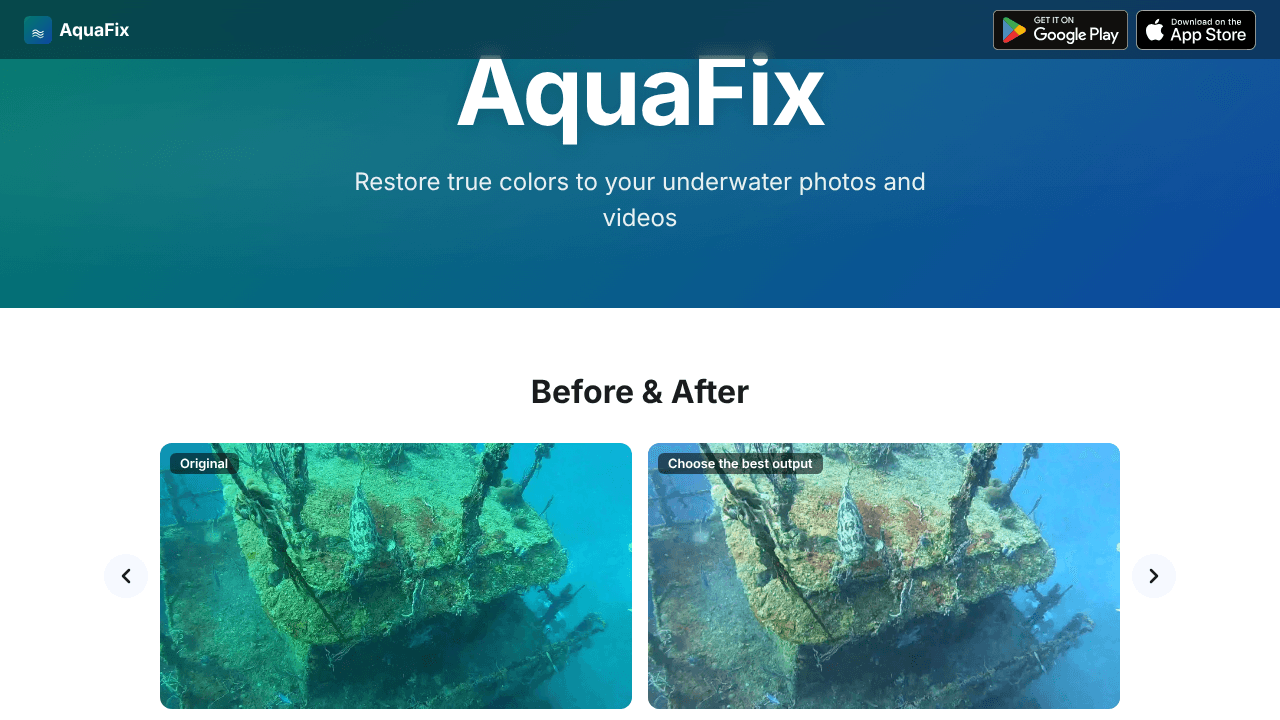 AquaFix App website screenshot